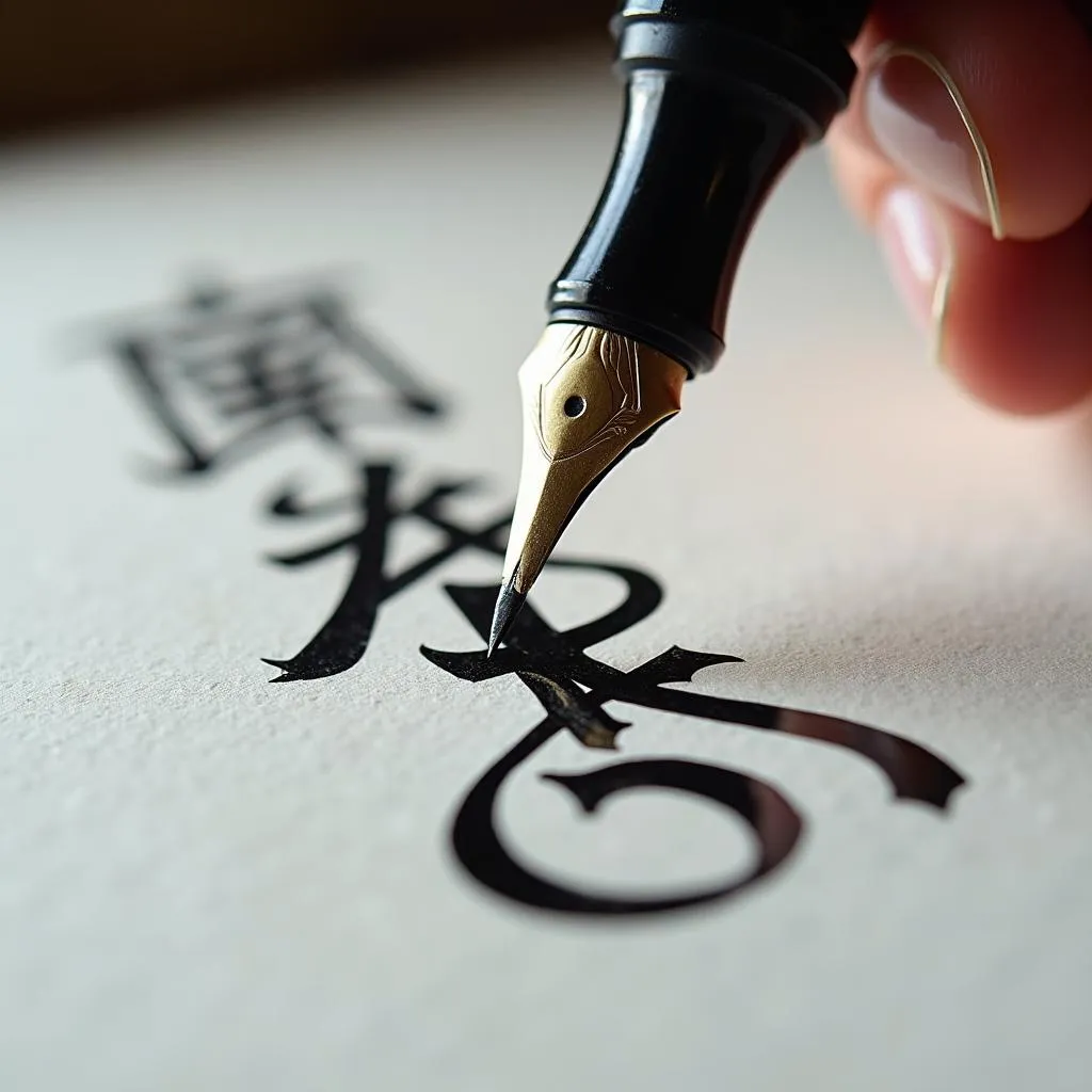 Black Ink Calligraphy Art