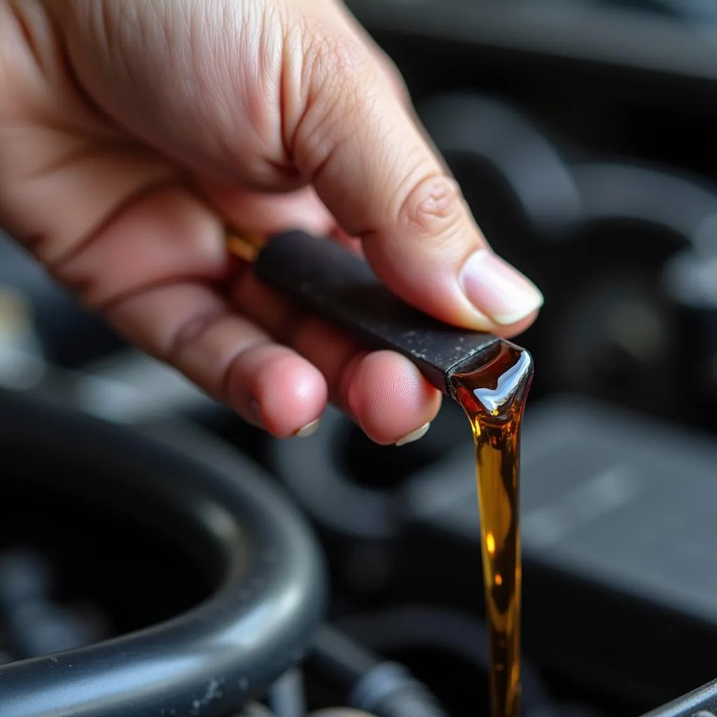 Checking Engine Oil with Black Color