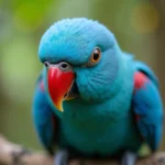 Blue Parakeet on Branch