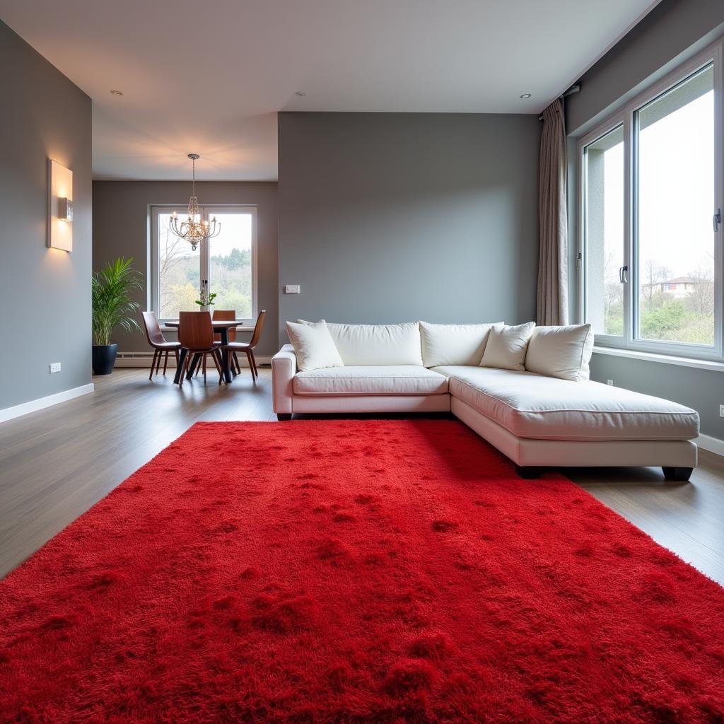 Bold Red Carpet in a Modern Living Room