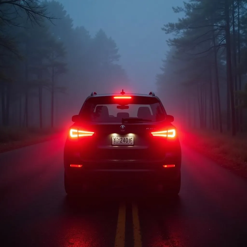 Red brake lights in foggy conditions