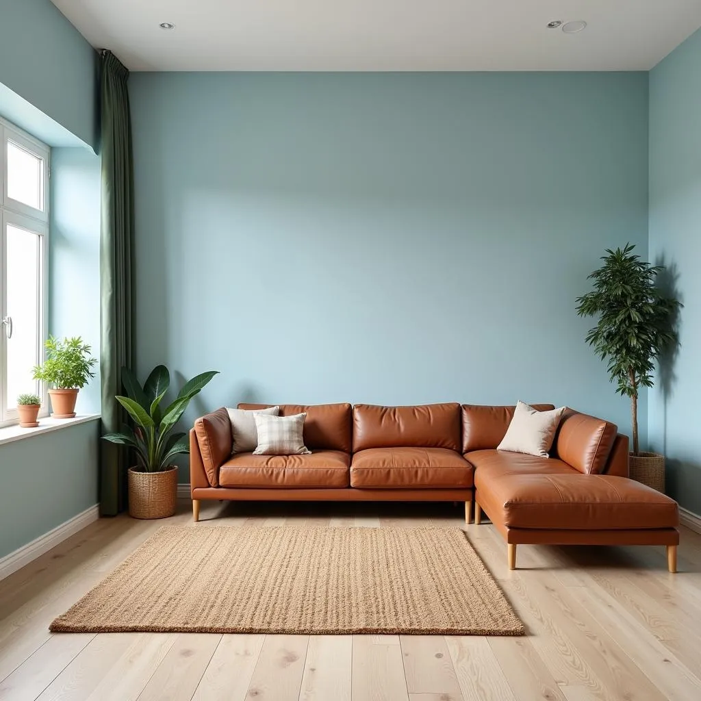 Brown and Blue Living Room