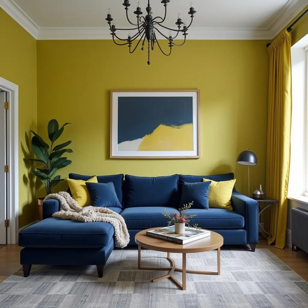 Chartreuse and Navy Blue Interior Design