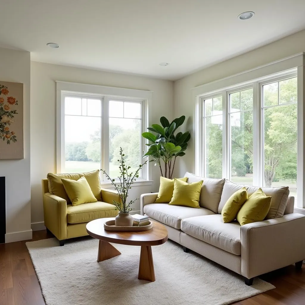 Living Room with Chartreuse Accents