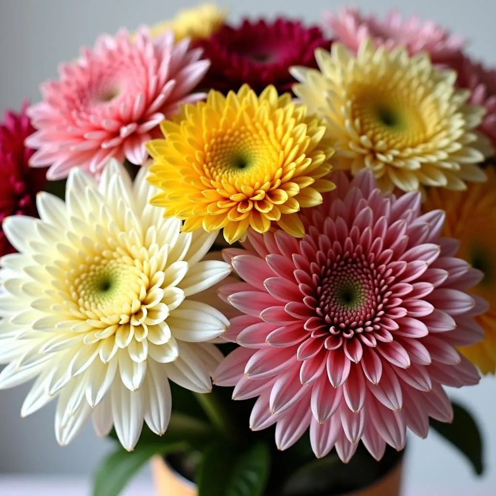 A stunning chrysanthemum bouquet arranged as a thoughtful gift.