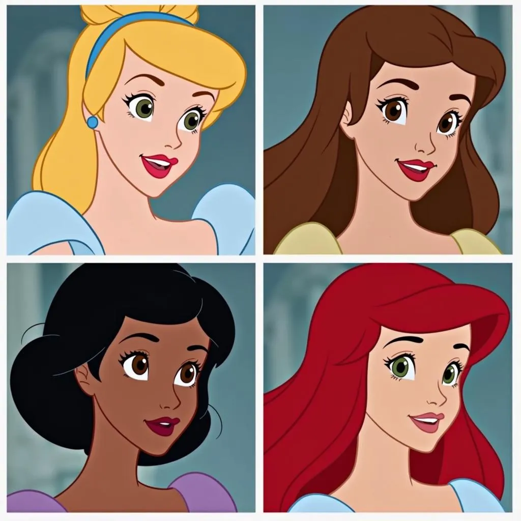 Cinderella with Different Hair Colors