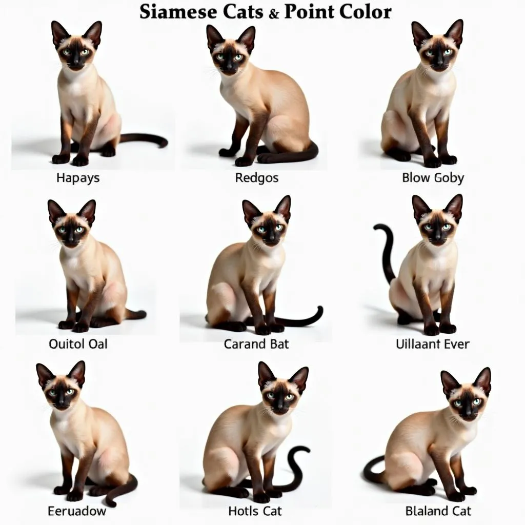 Collage of Siamese cats with different point colors