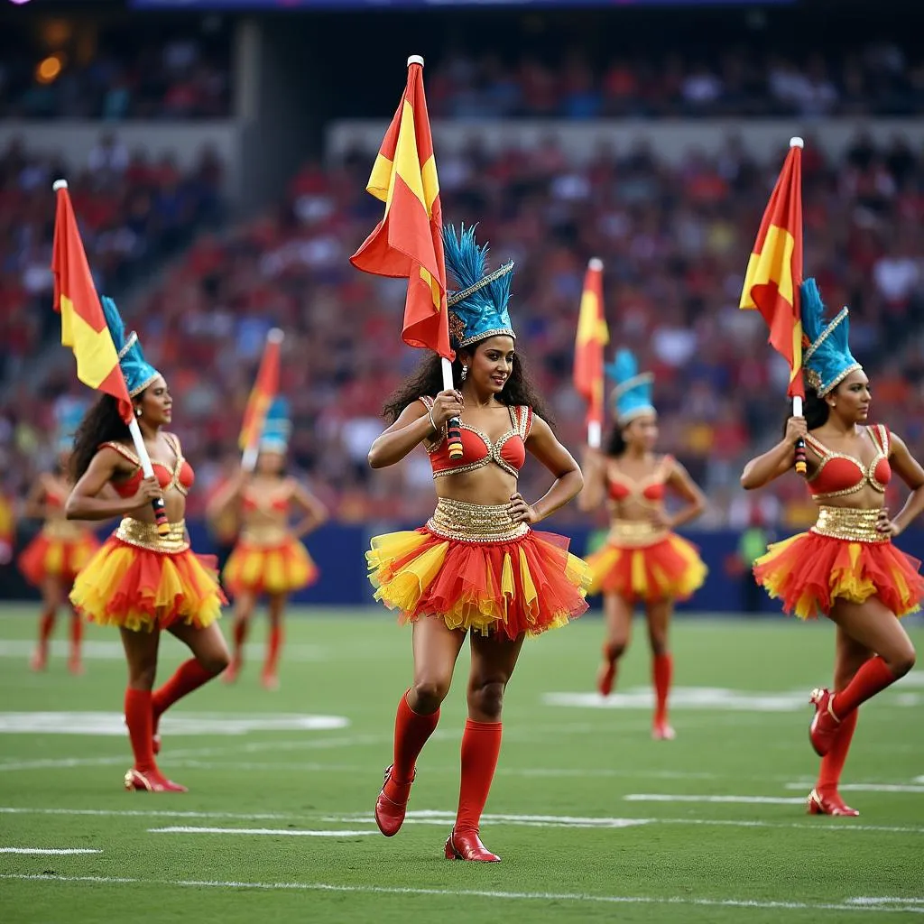 Color Guard Performance on Football Field