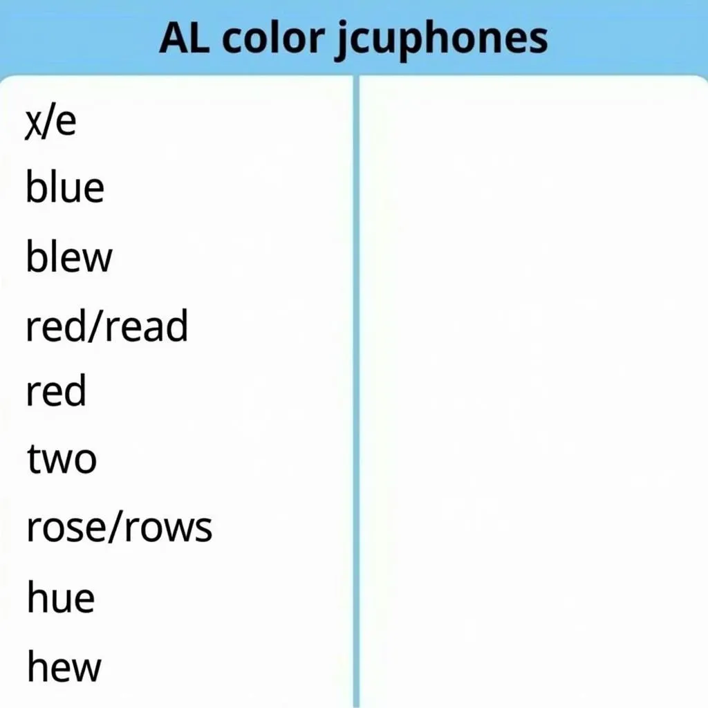 Examples of common color homophones