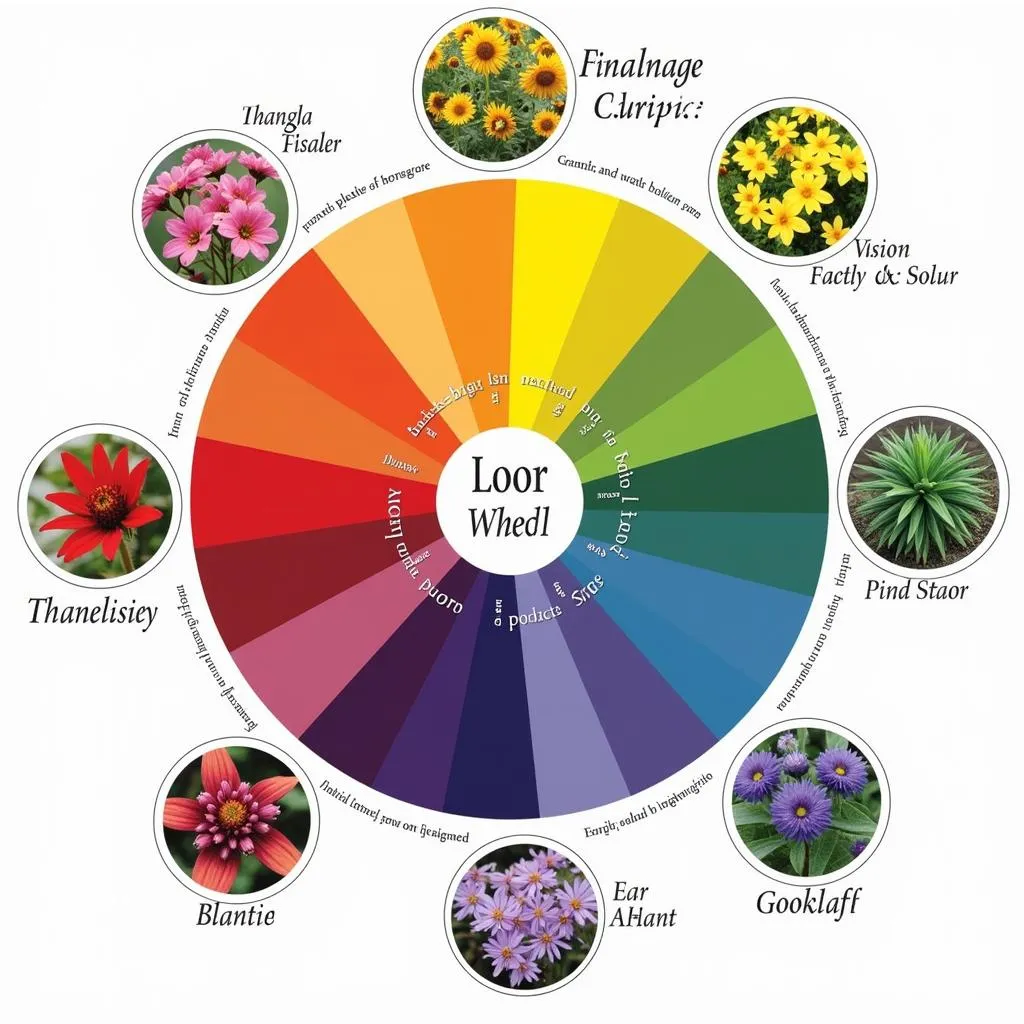 Color wheel with examples for garden design