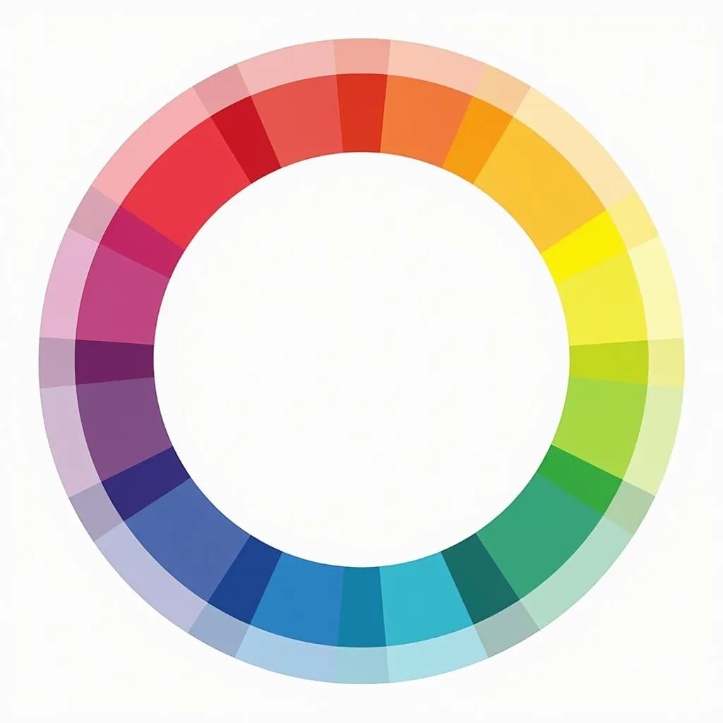 A color wheel showing primary and secondary colors.