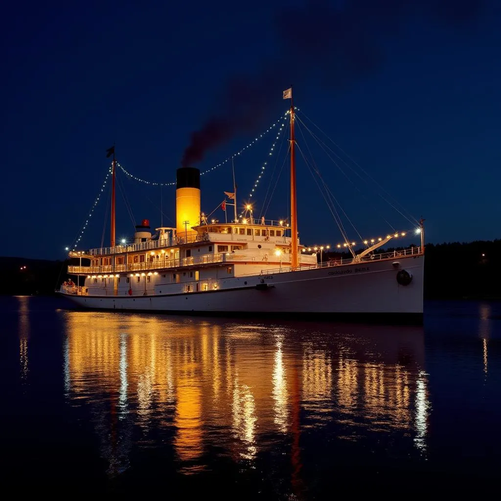  The Colorado Belle illuminated against the night sky