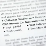 Car insurance policy document