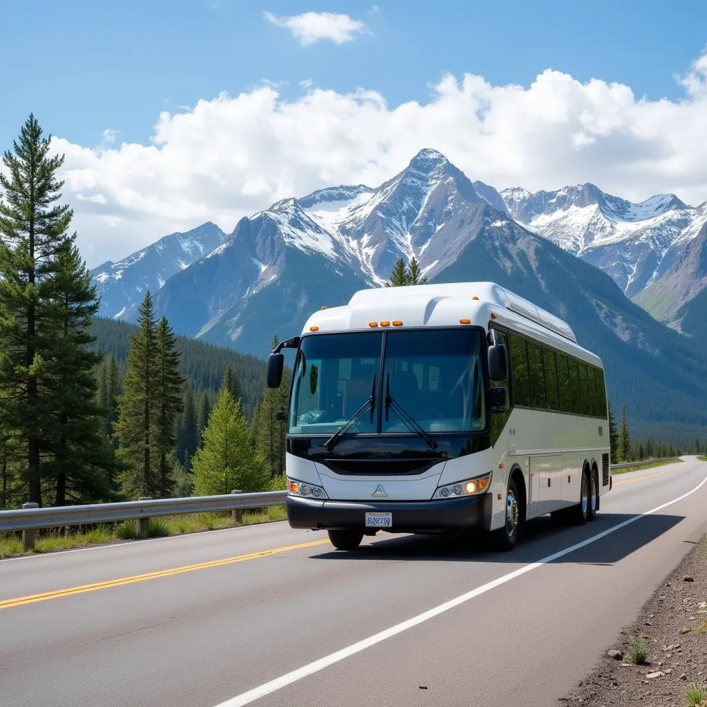 Shuttle Traveling Through Colorado Mountains