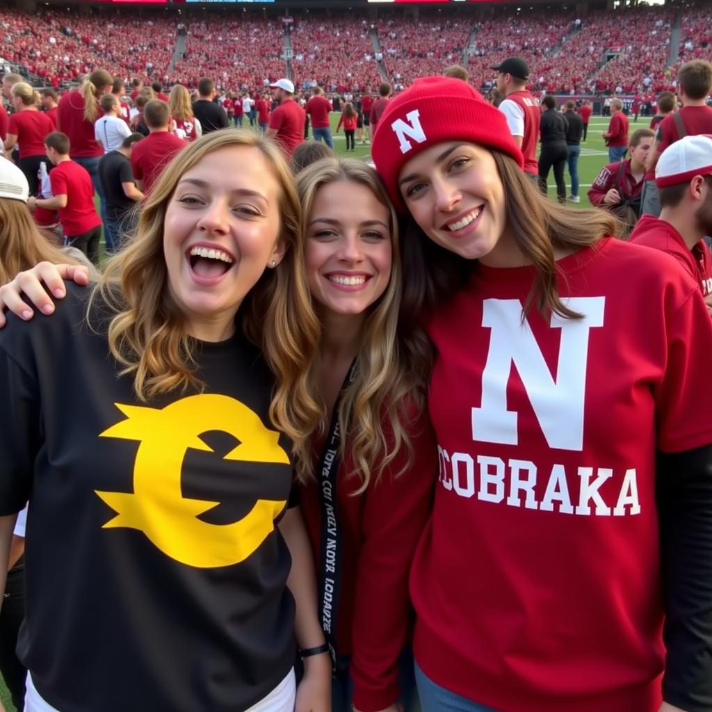 Colorado and Nebraska Fans Celebrating After a Game