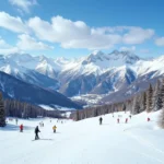 Colorado ski resort nestled amidst snow-capped mountains.