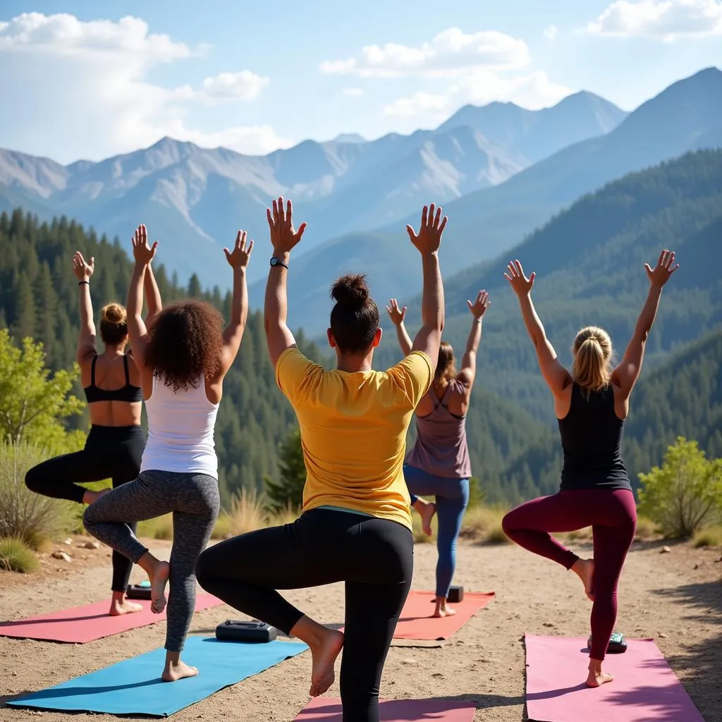 Outdoor Yoga with Mountain View