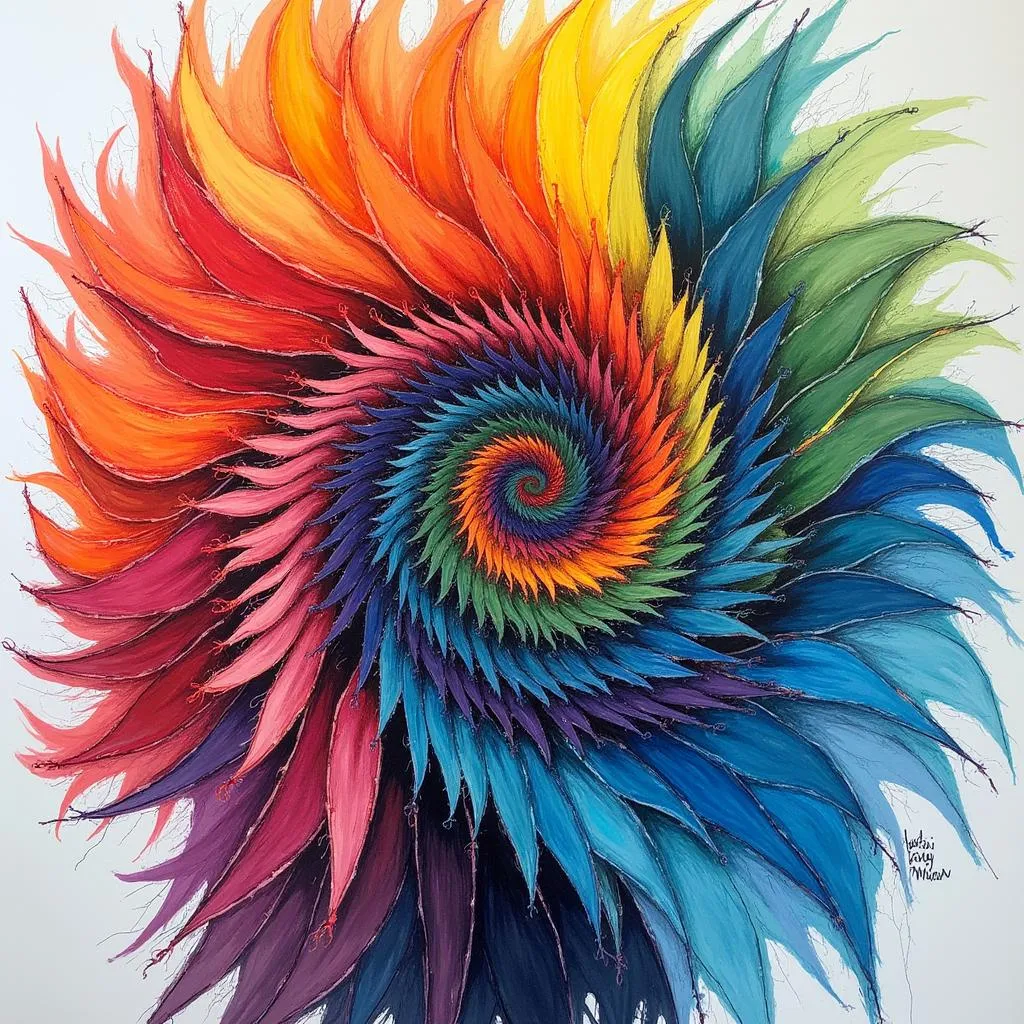 Artwork created with colored pencils