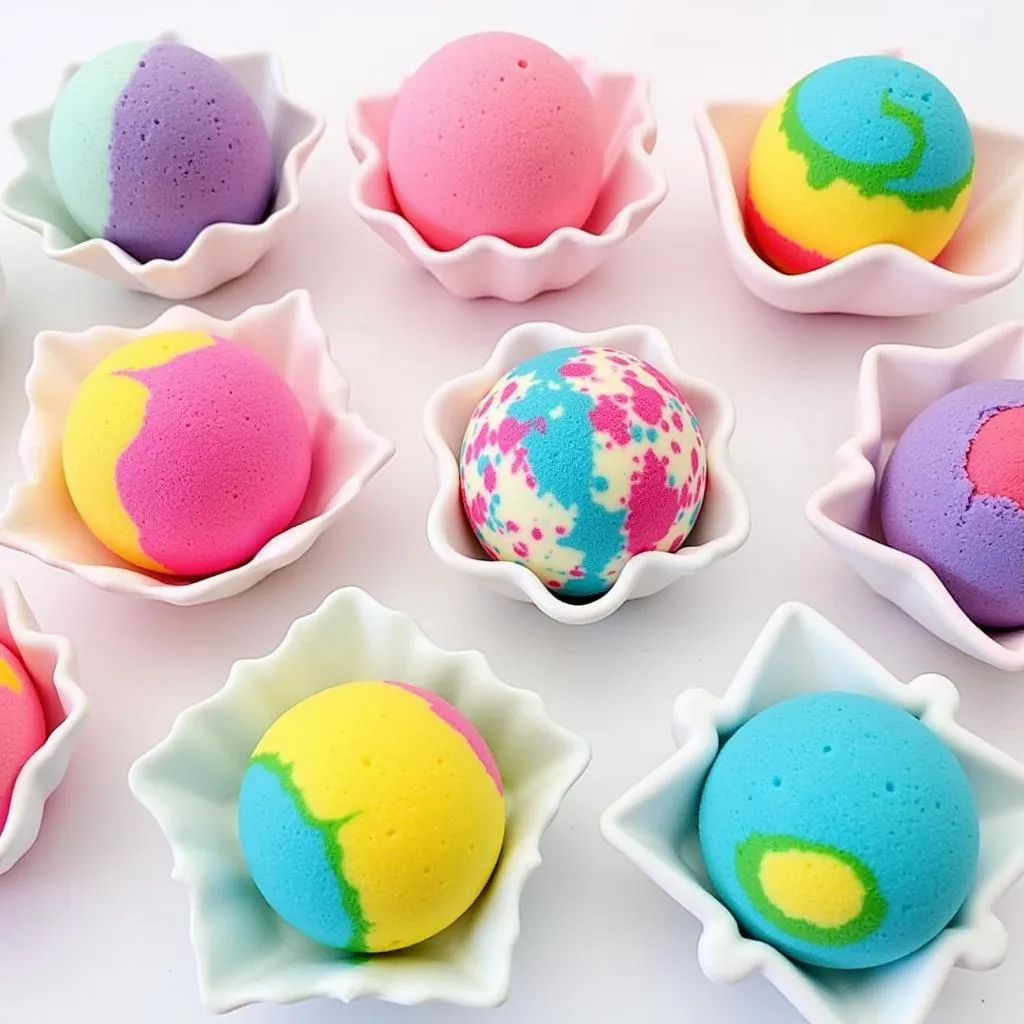 Colorful Bath Bombs in Molds