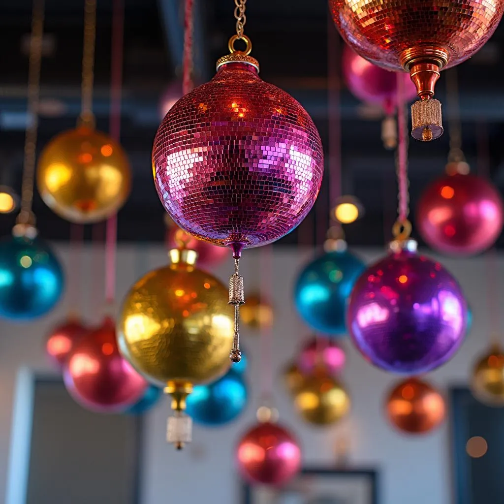 Assortment of colorful disco balls