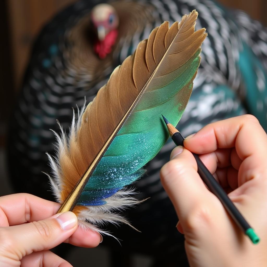 Coloring turkey feathers with realistic colors