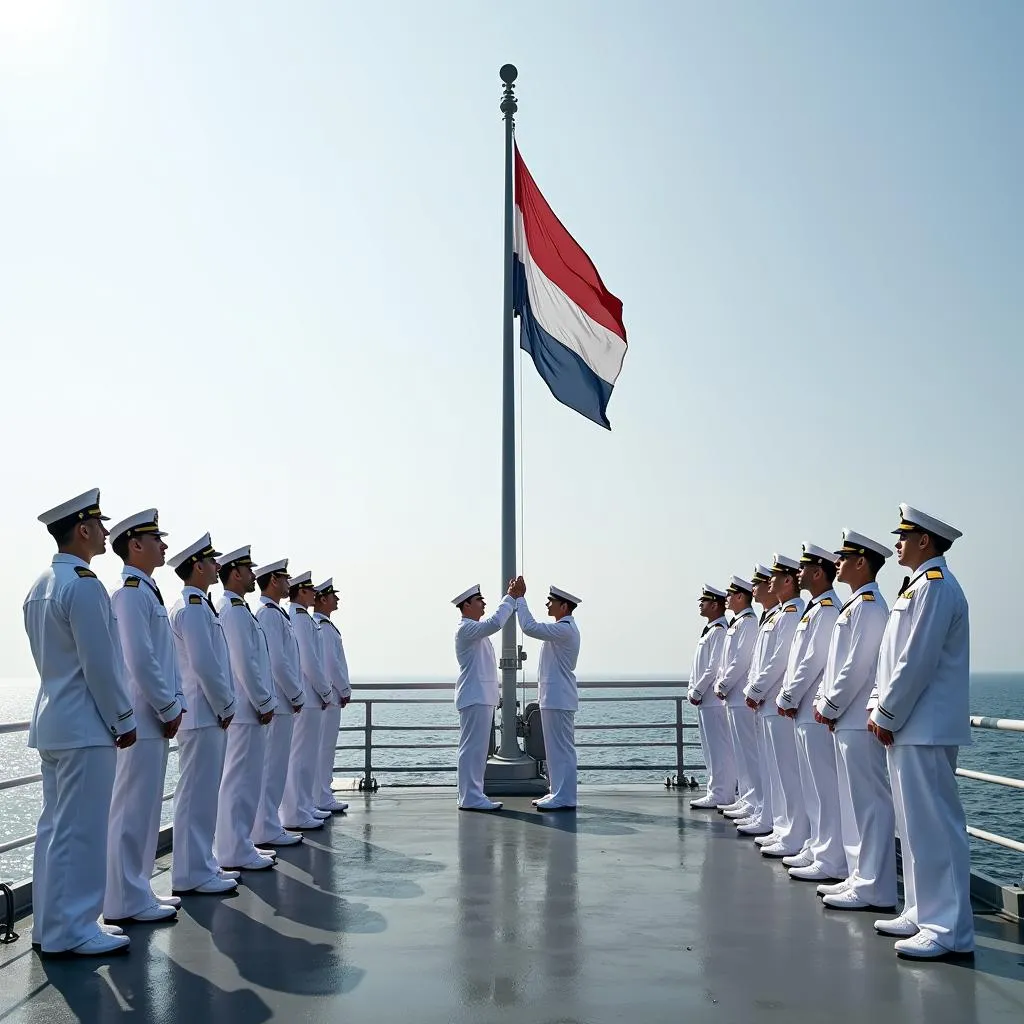 Colors ceremony on a naval vessel