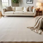 Cream Couch with a Neutral Rug