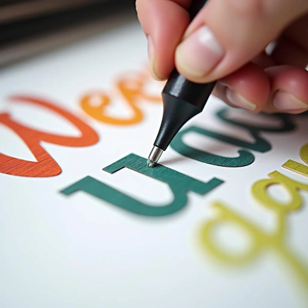 Close-up Shot of Hands Weeding a Multi-Color Vinyl Design