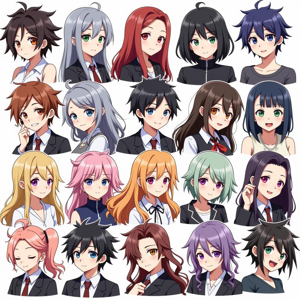 Danganronpa characters with diverse hair colors