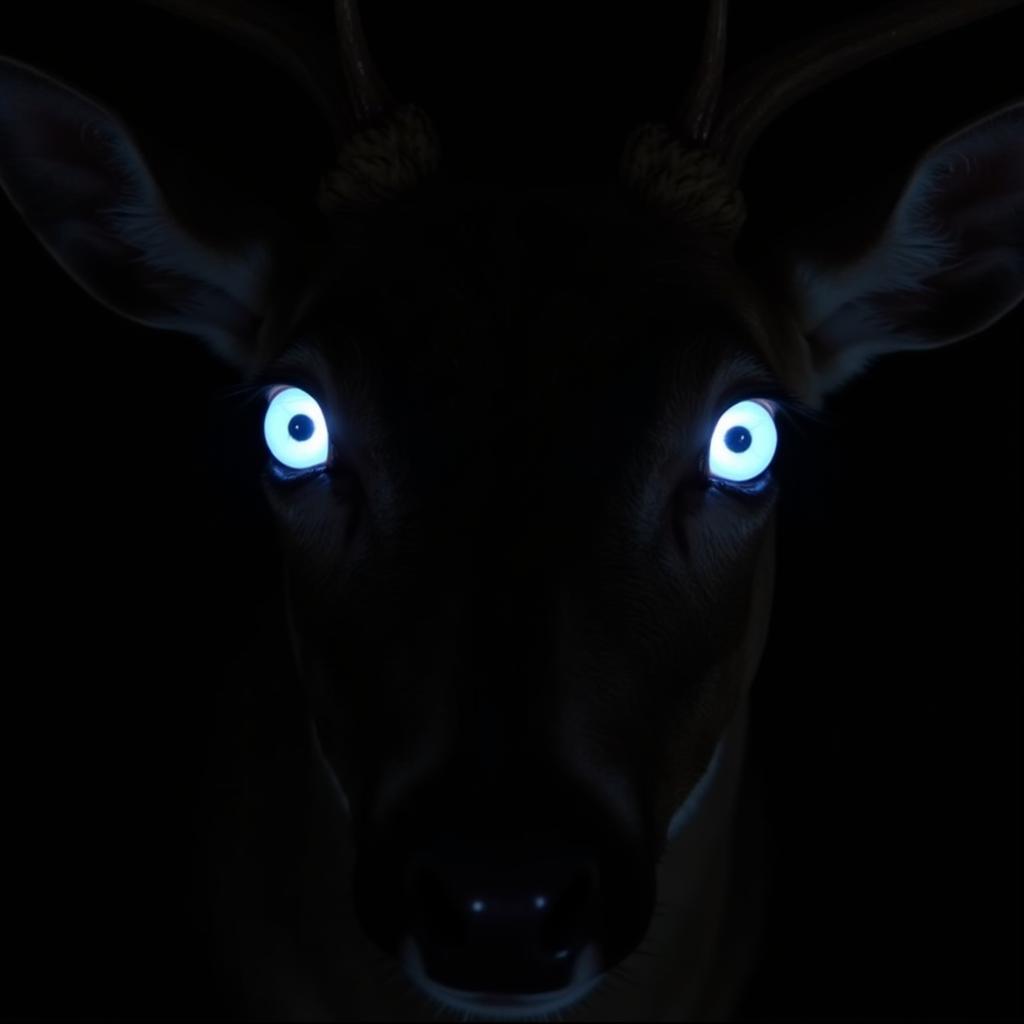 Deer Eyes Reflecting Light at Night