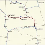 Map of the driving route from Denver to Cheyenne