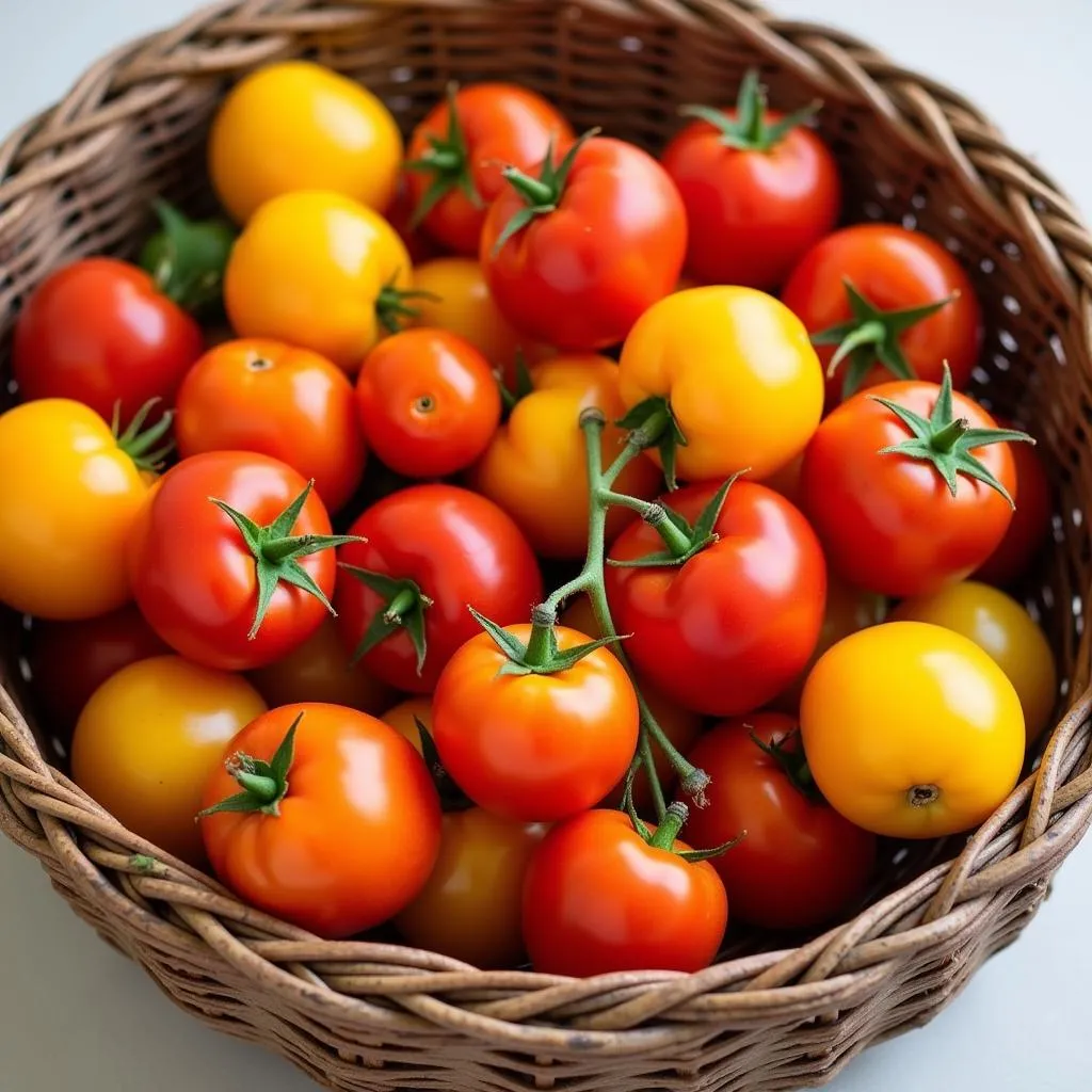 Basket of Colorful Tomatoes