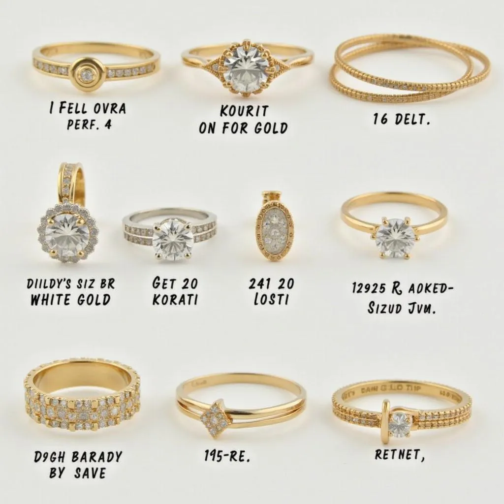 Different karats of white gold