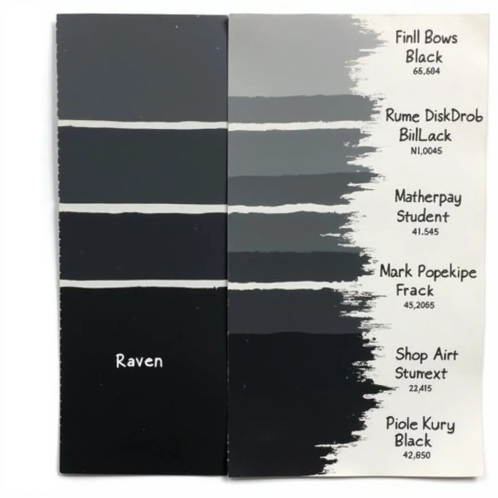 Color Palette Featuring Various Shades of Black Paint