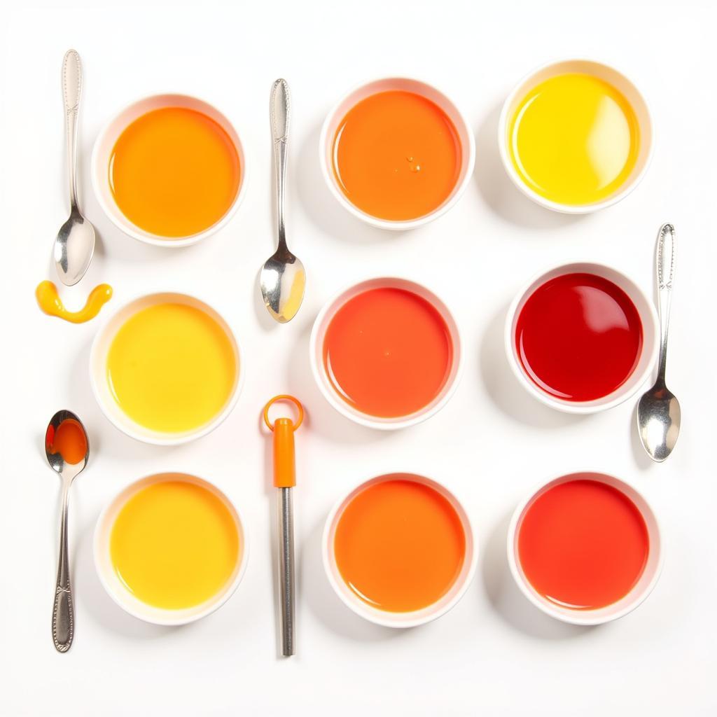 Different Shades of Orange Food Coloring