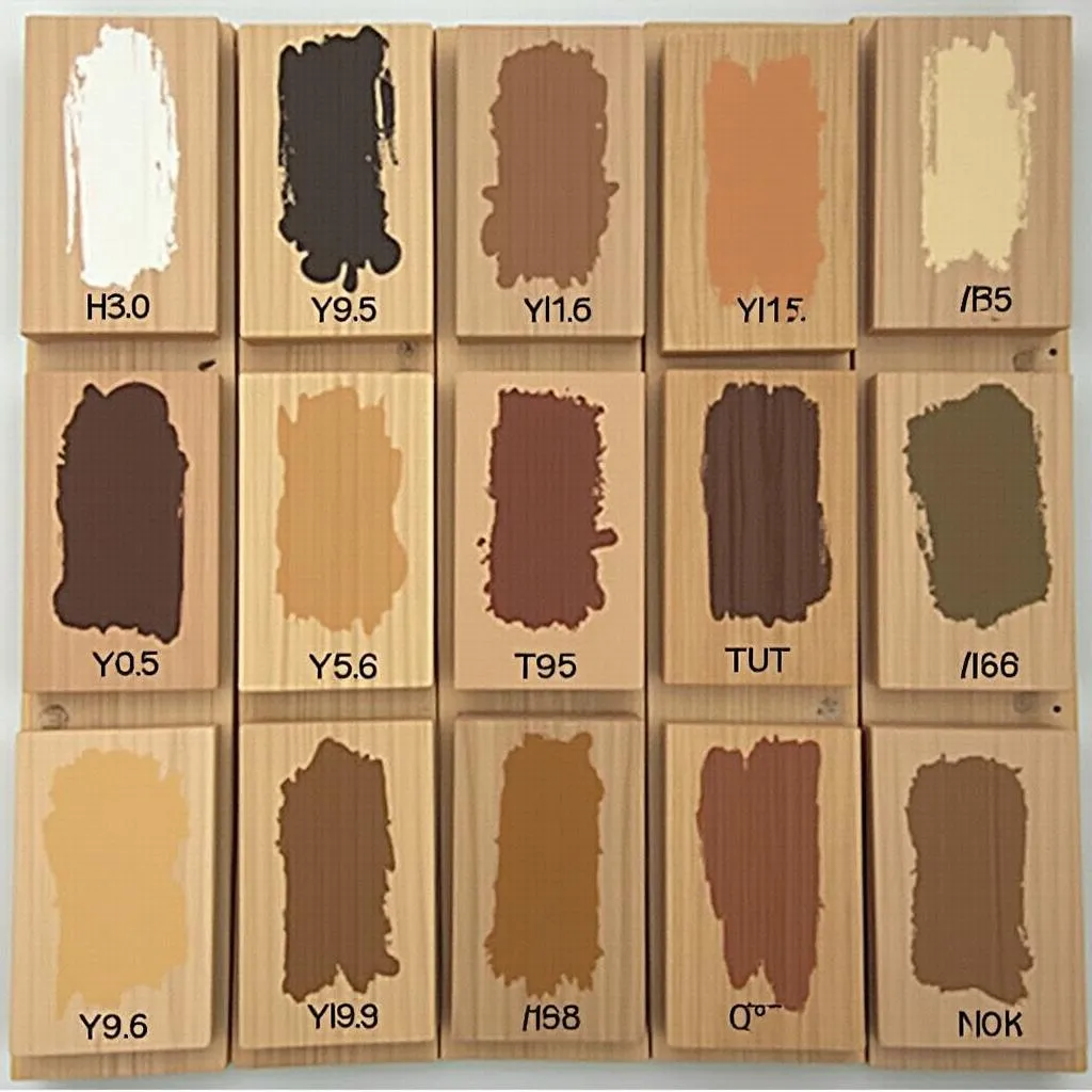 Different wood stain colors on samples