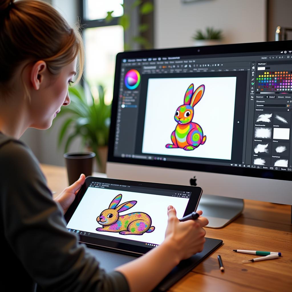 Digital Bunny Coloring with Graphic Tablet