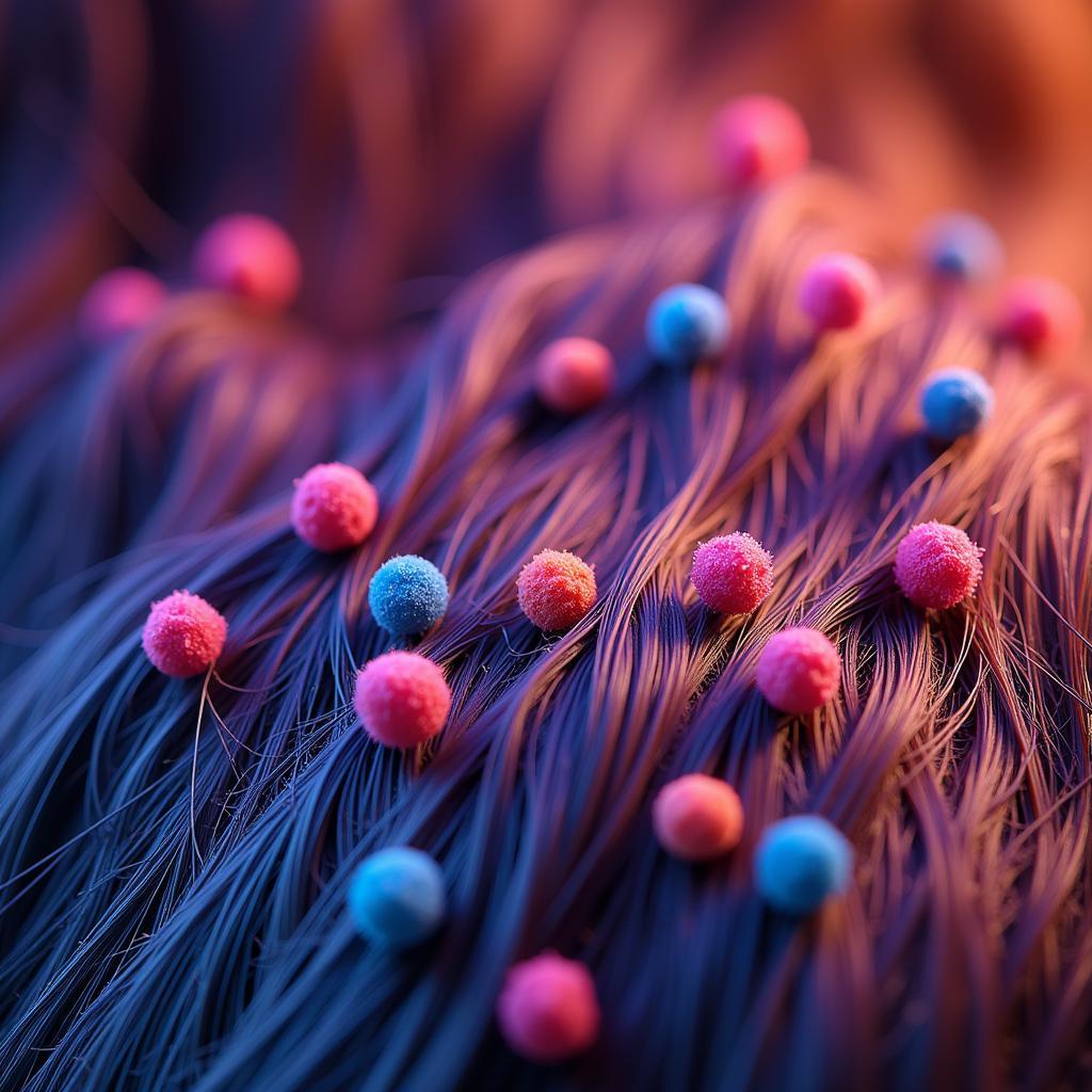 Direct dye molecules attaching to the hair shaft