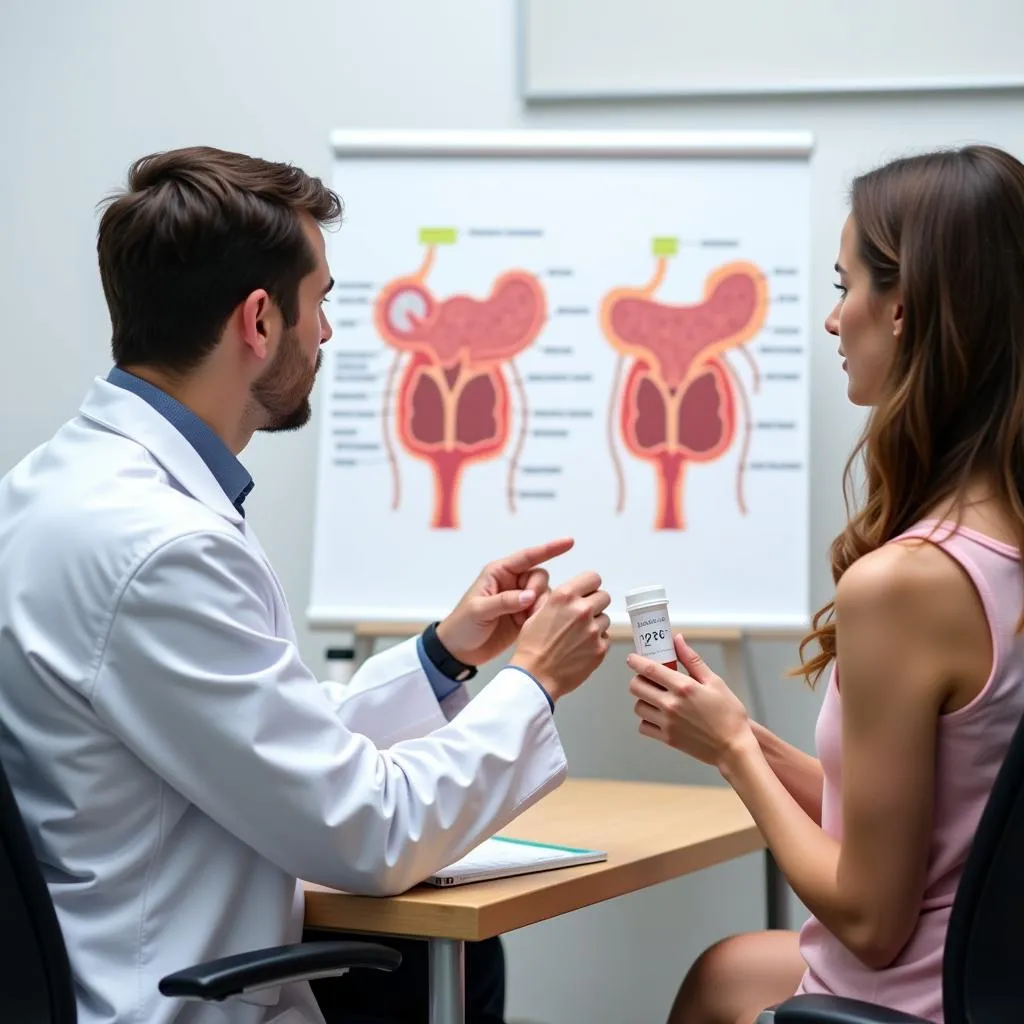 Doctor discussing urine color change with a patient