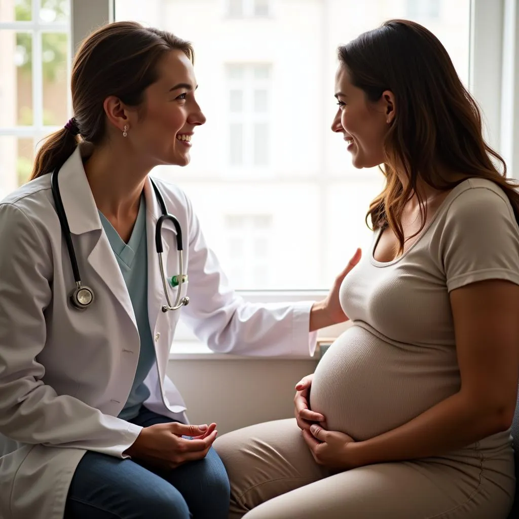 Doctor consulting with pregnant woman