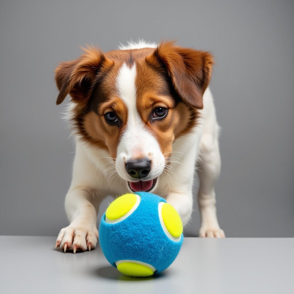 Dog seeing blue and yellow toys clearly