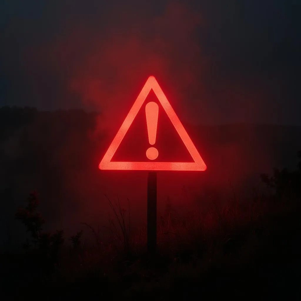 Red warning sign in a dream