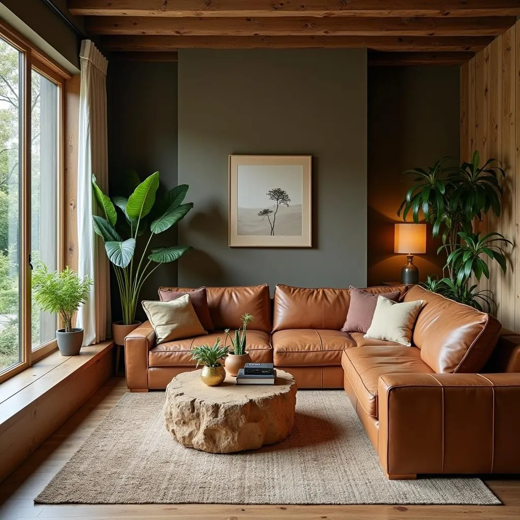 Earthy tones in interior design, creating a grounded and natural ambiance