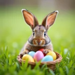 Easter Bunny Hiding in Green Grass