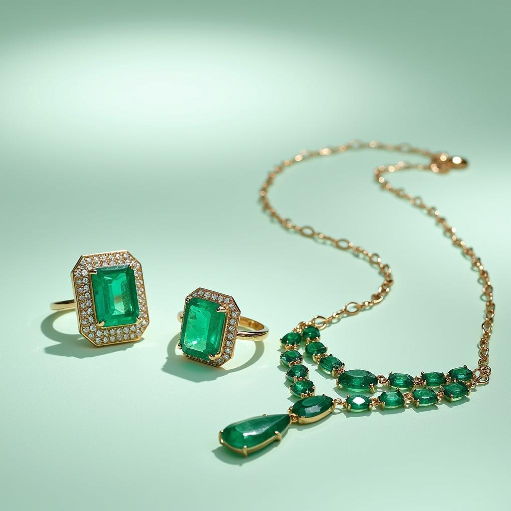 Emerald Jewelry - Ring and Necklace