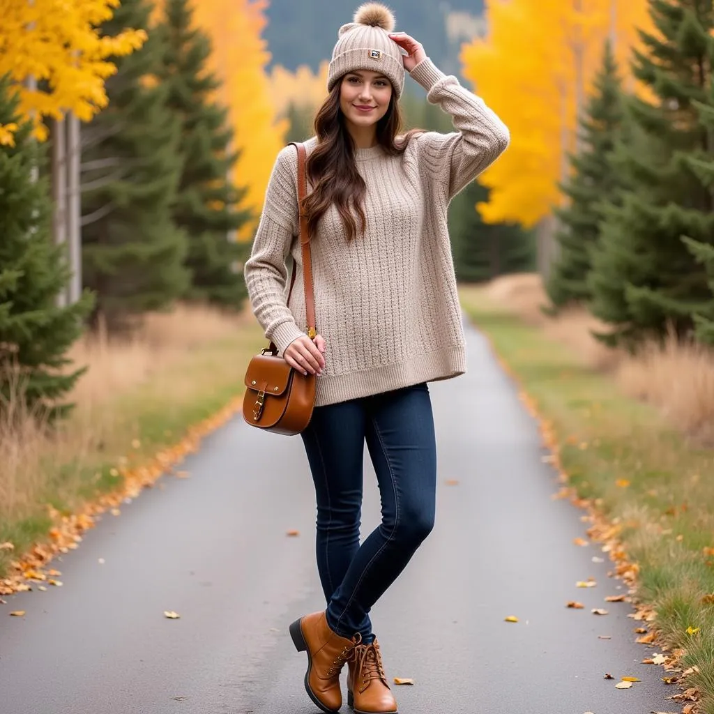 Stylish fall outfit in Breckenridge