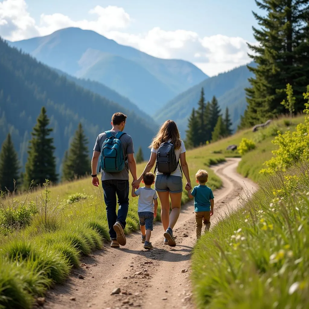 Family Hiking Adventure in the Mountains