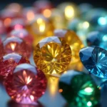 Fancy color diamonds sparkling in various hues.