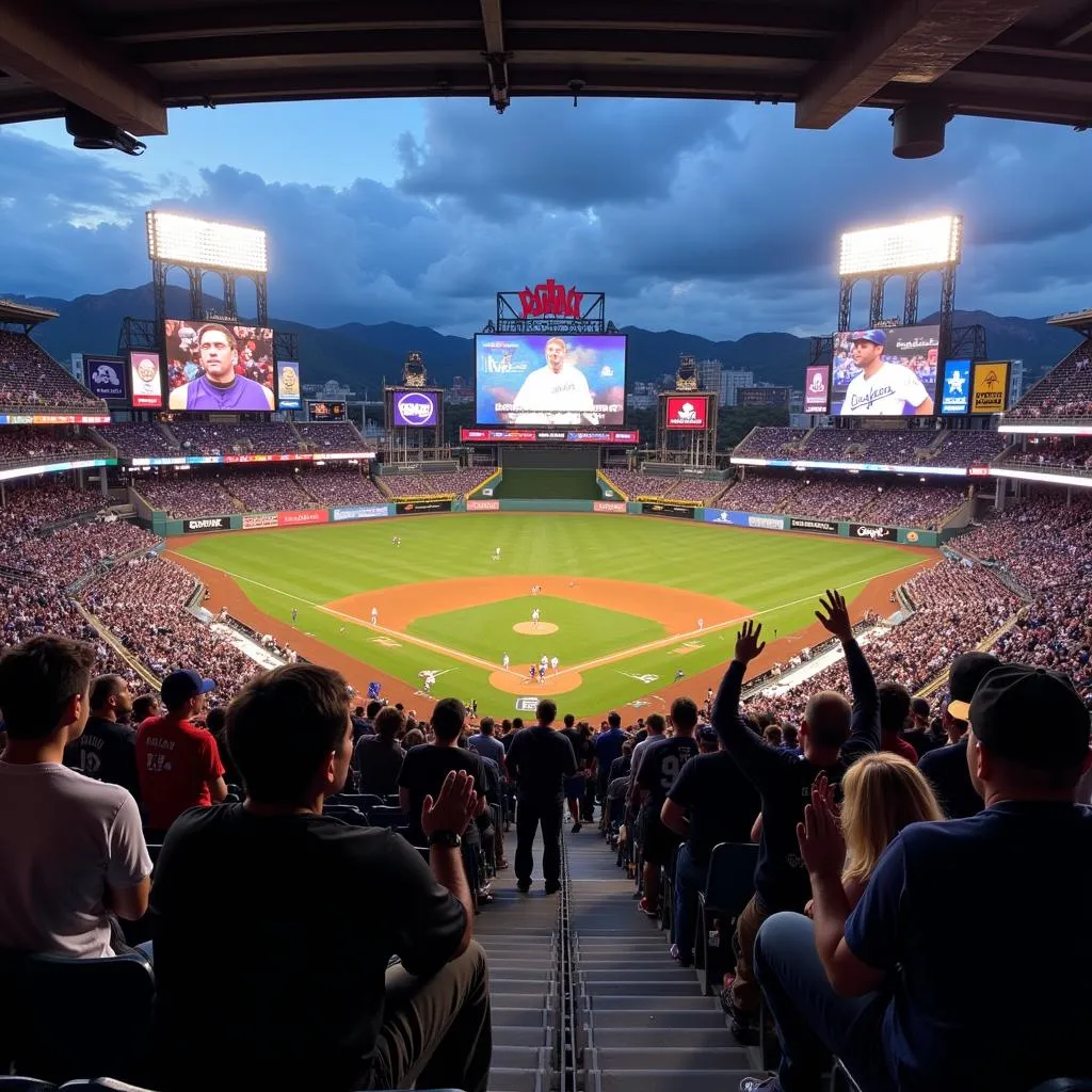 Fans Watching Scoreboard at Coors Field