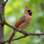 Female Cardinal Perched on a Branch